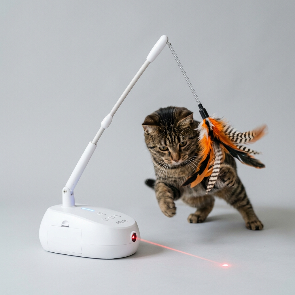 Interactive Laser & Feeder Toy 2-in-1
